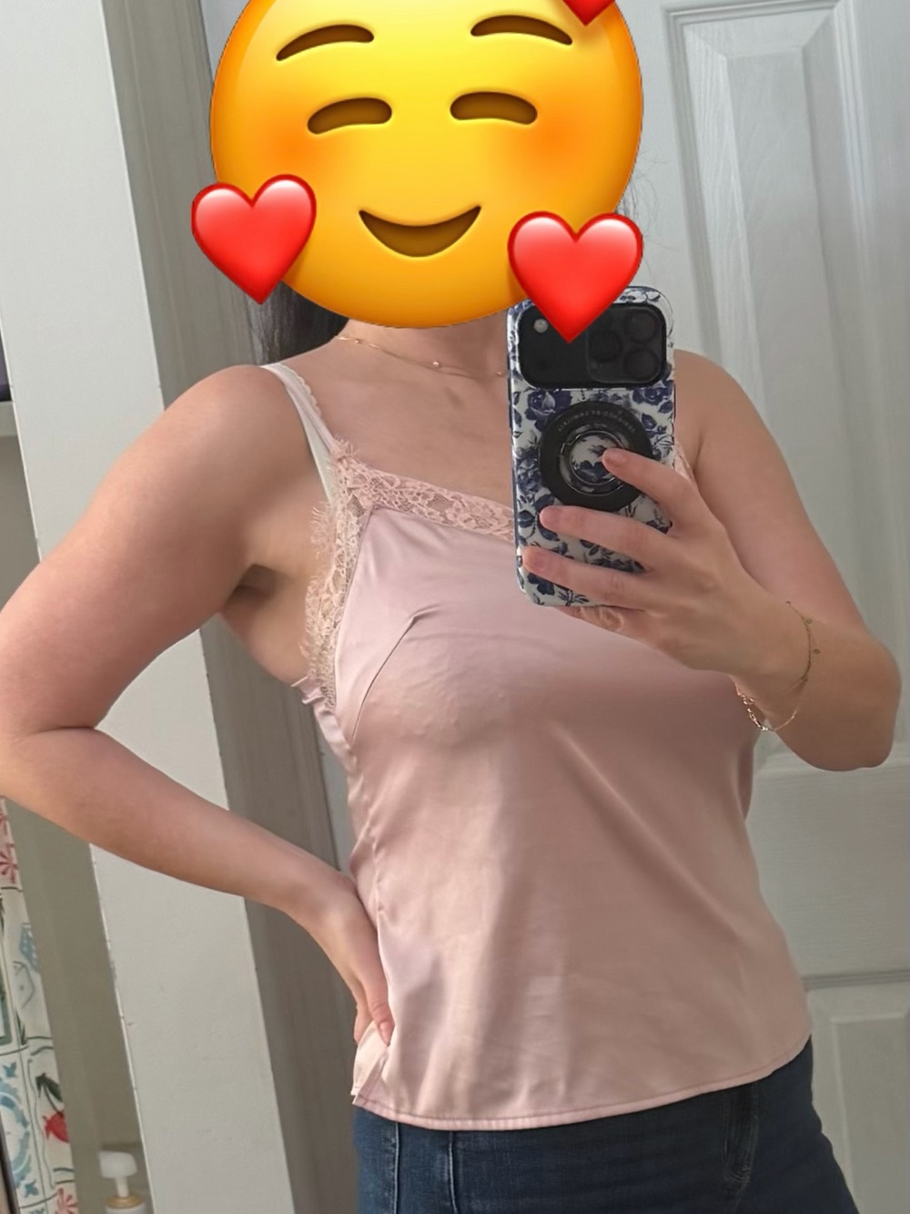 Women's Lace-Trim Pink Camisole Top